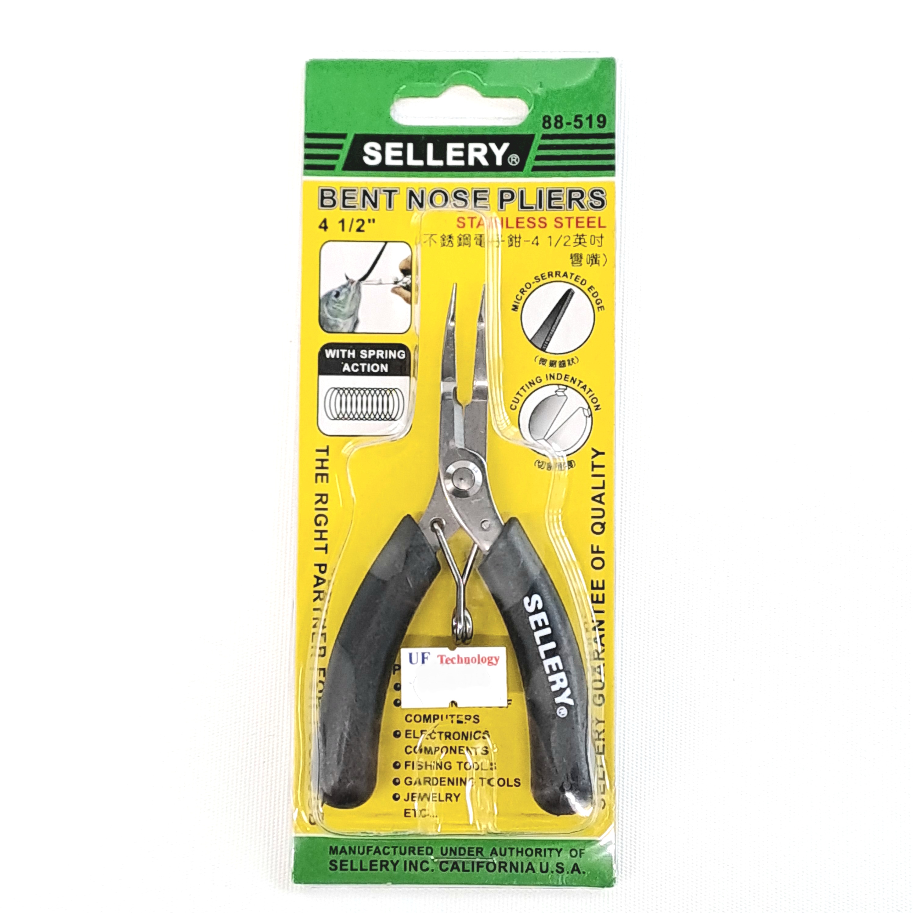 Sellery 88-519 Precision S. Steel Bent Nose Plier 4 1/2”