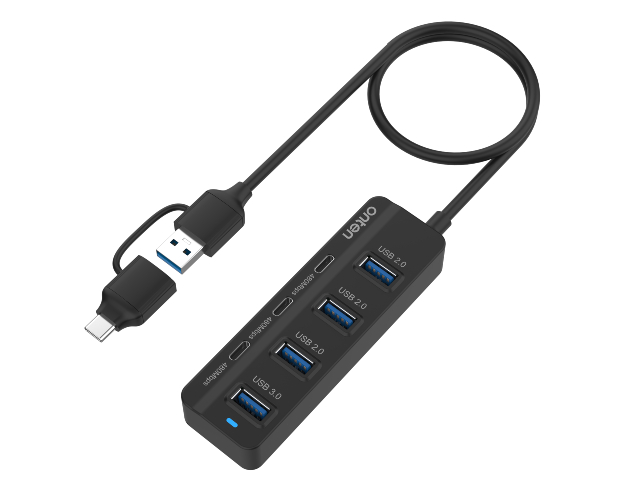 onten 7-in-2 Twins USB-C/A 7-Ports Hub (1xUSB3.0 + 3xUSB2.0 + 3xUSB-C)