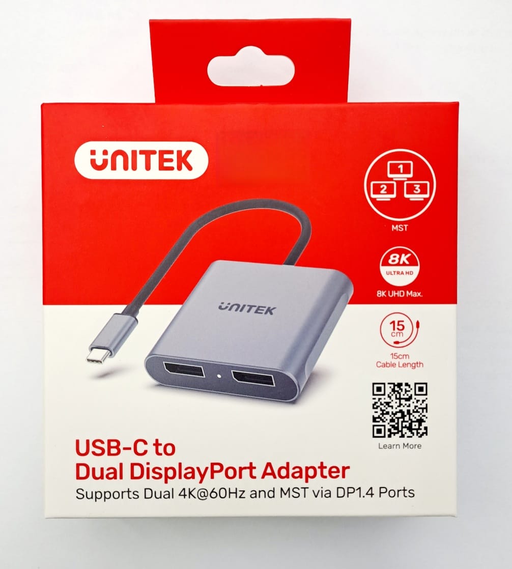 Unitek USB-C to Dual DisplayPort 1.4 4K60Hz/8K30Hz Adapter with MST Dual Monitor