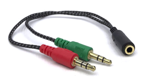 3.5mm Jack to 2x3.5mm Stereo Plug Short Cable Braided