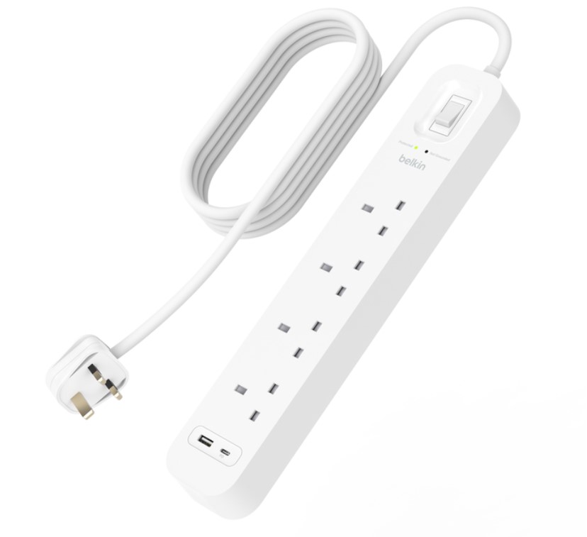 Belkin 4 Outlet Surge Protector with 1xUSB-C & 1xUSB-A Ports