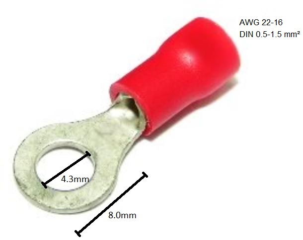 RV1.25-4L Insulated Ring Terminals