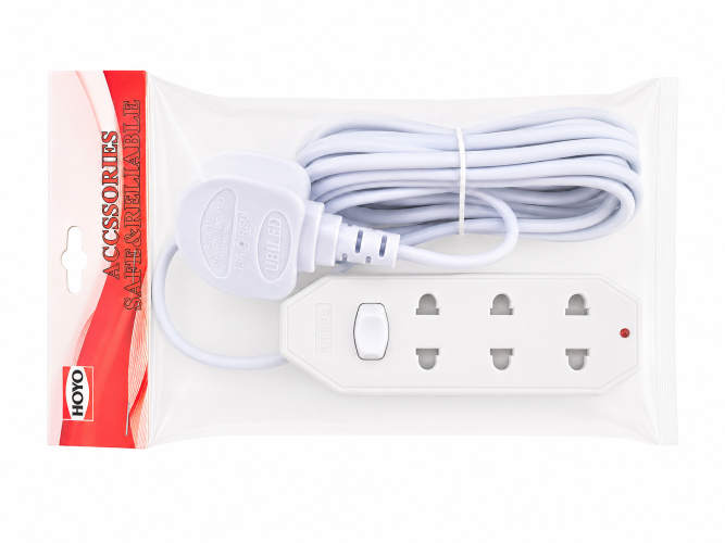 Hoyo 3 Way 2 pin Ext Socket with UK Plug - 3m (3500074)