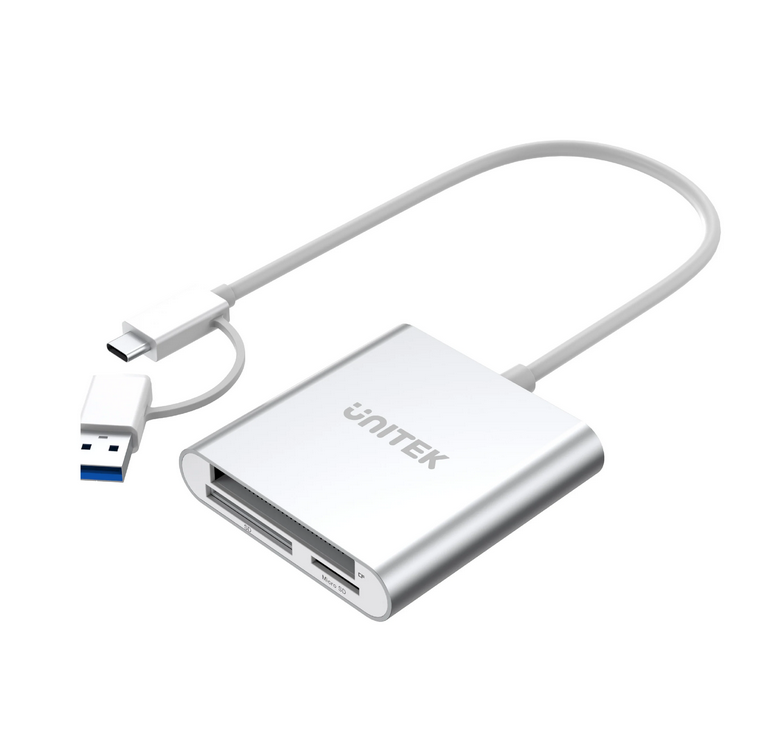Unitek Twins USB-C / USB-A 3-in-1 Card Reader (CF + SD + Micro SD)