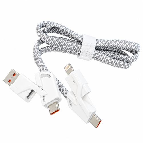 4 in 2 (USB, Type C, iPhone) Data & Charging Flat Cable 1m
