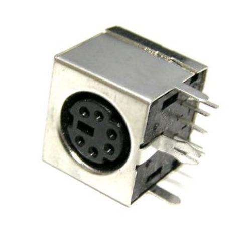 Mini Din 6p Socket PCB R/A Shielded 