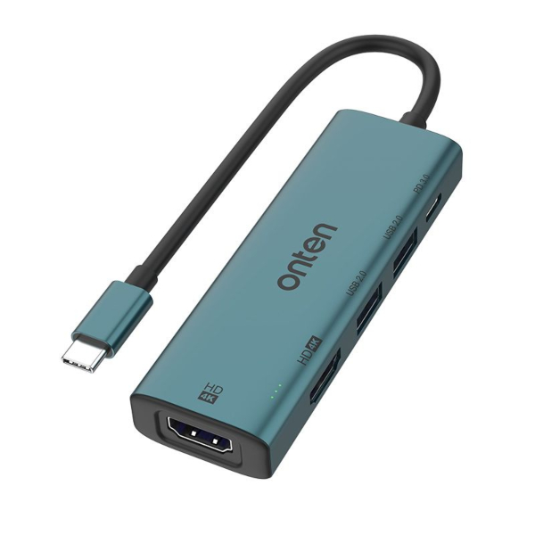 onten USB-C to Dual HDMI MST Hub (PD3.0 + 2x4K60Hz HDMI + 2xUSB2.0)