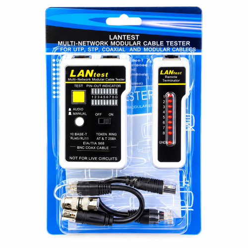 RJ45 Network Cable Tester WT-4086 with Coaxial Adapters
