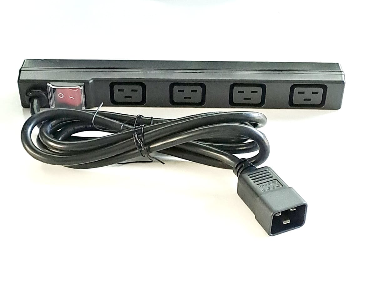 C20 IEC Plug to 4 Way C19 IEC Socket Modular PDU Extension Bar 