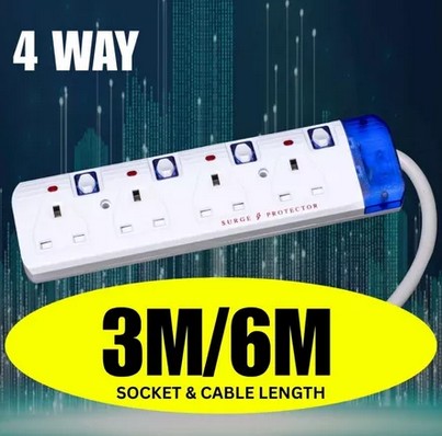 HOYO 4 Way 3 Pin 6m PSO surge protection
