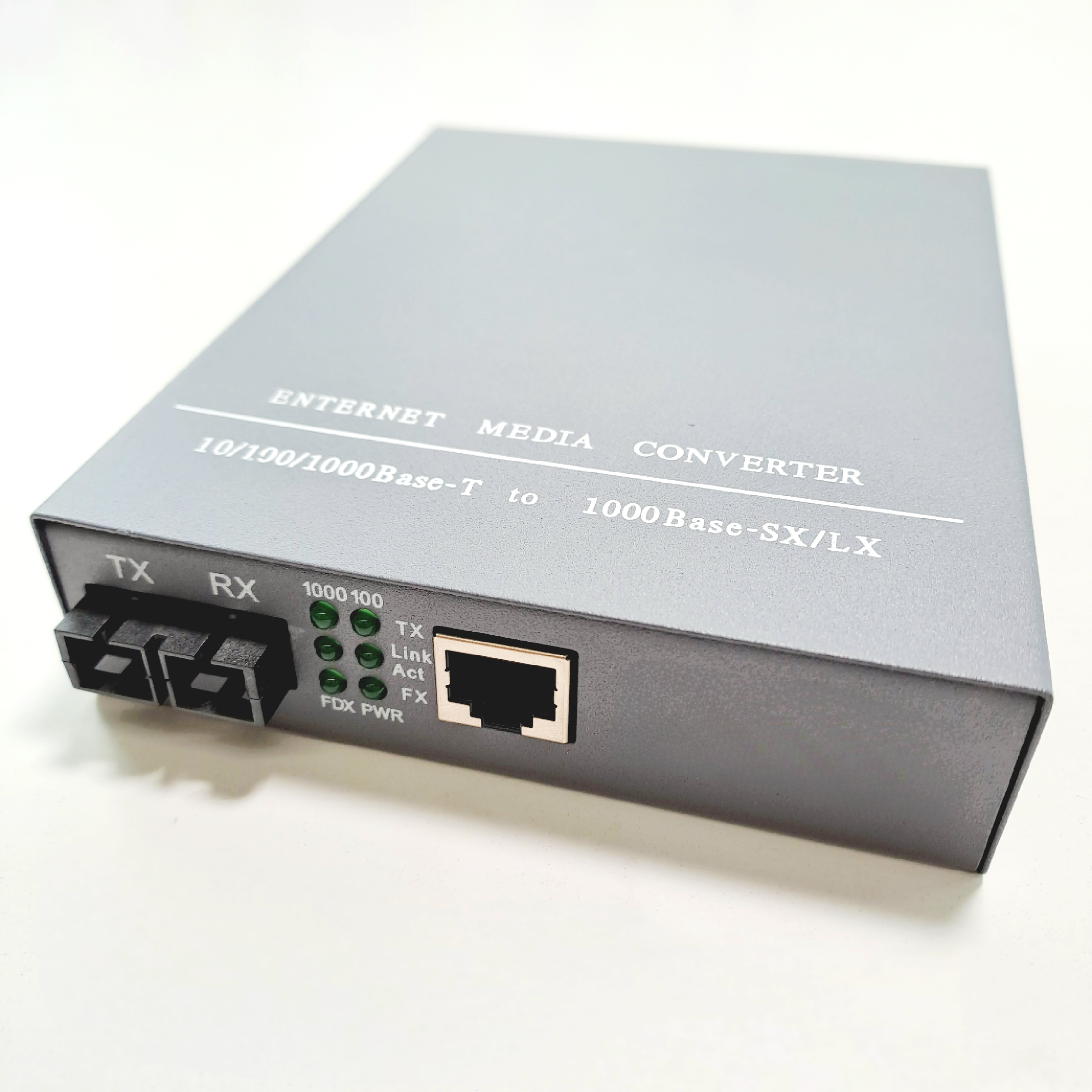 Ethernet Media Converter SC Single Mode with safety mark power cable 