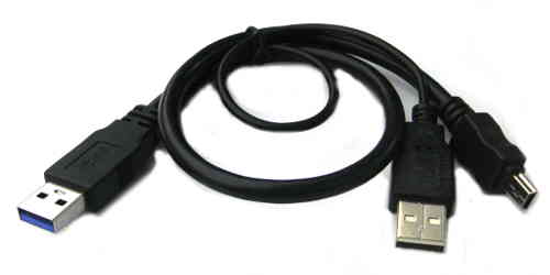 USB 3.0 AM to USB AM + Mini 5Pin USB Cable 30cm