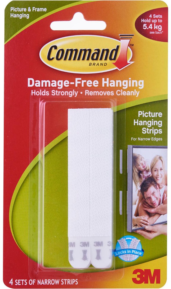 3M Command Narrow Picture Hanging Strips 4 Sets
