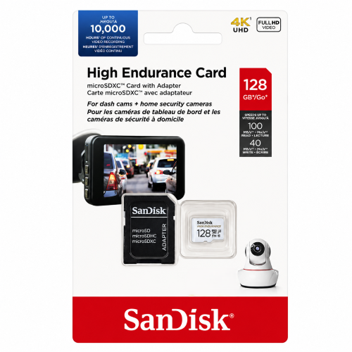 SanDisk High Endurance microSDXC 128GB UHS-I Card with Adapter