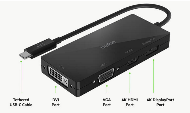 Belkin USB-C HUB to HDMI, VGA, DVI, Display Port Adapter