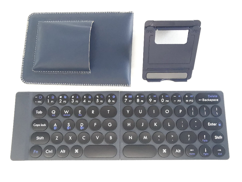 3.5mm Bluetooth Foldable Keyboard with Bracket & Leather Case