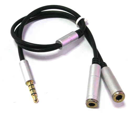 3.5mm Stereo Plug to 2x3.5mm Jack Cable Set Metal 