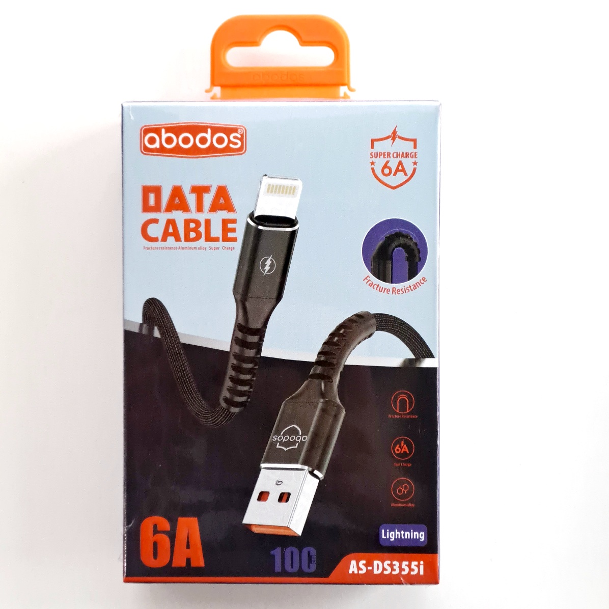 AS-DS355i abodos 6A USB to Lightning Data Cable 1m Black
