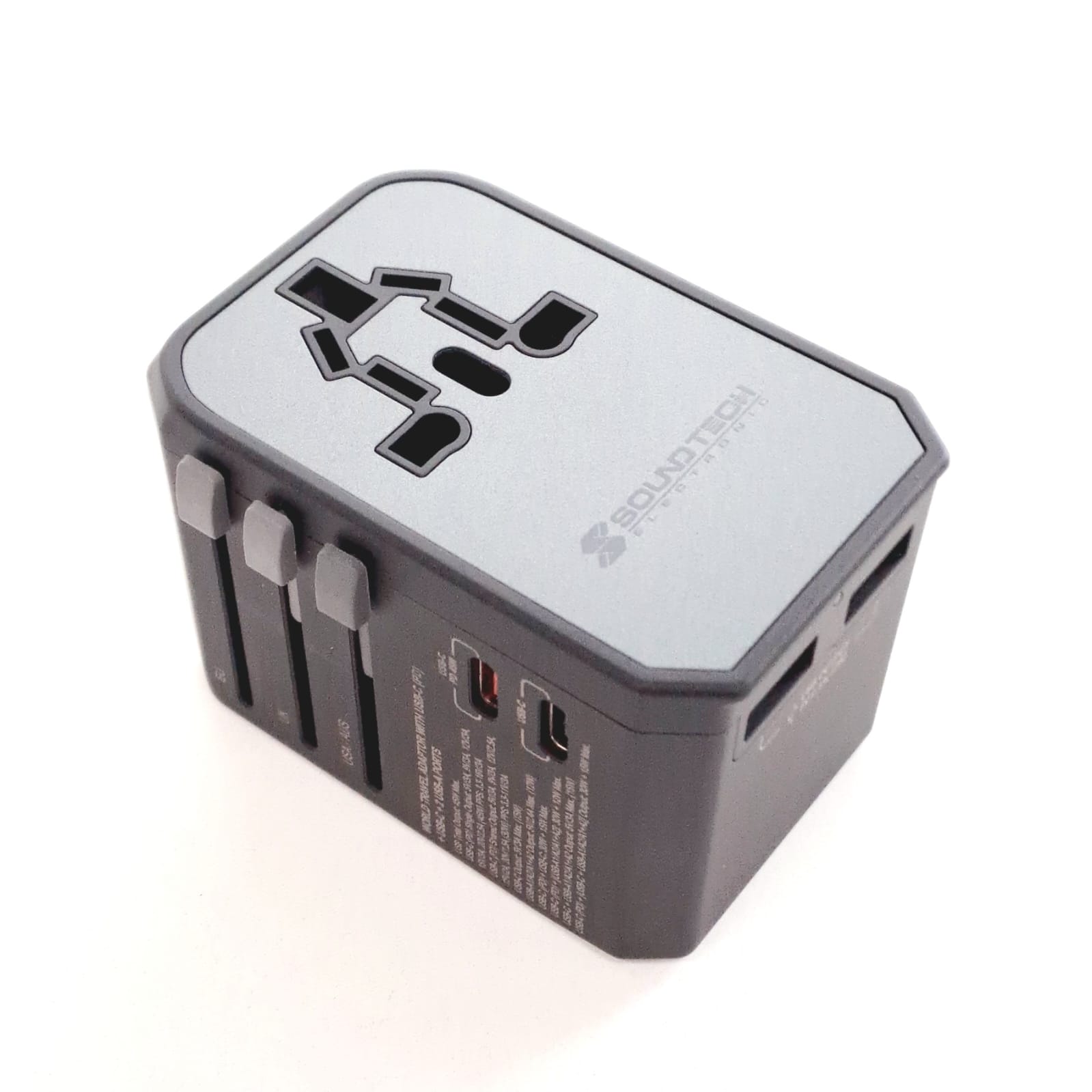 Soundtech Travel Adaptor with Dual USB A+C 45W Quick Charger
