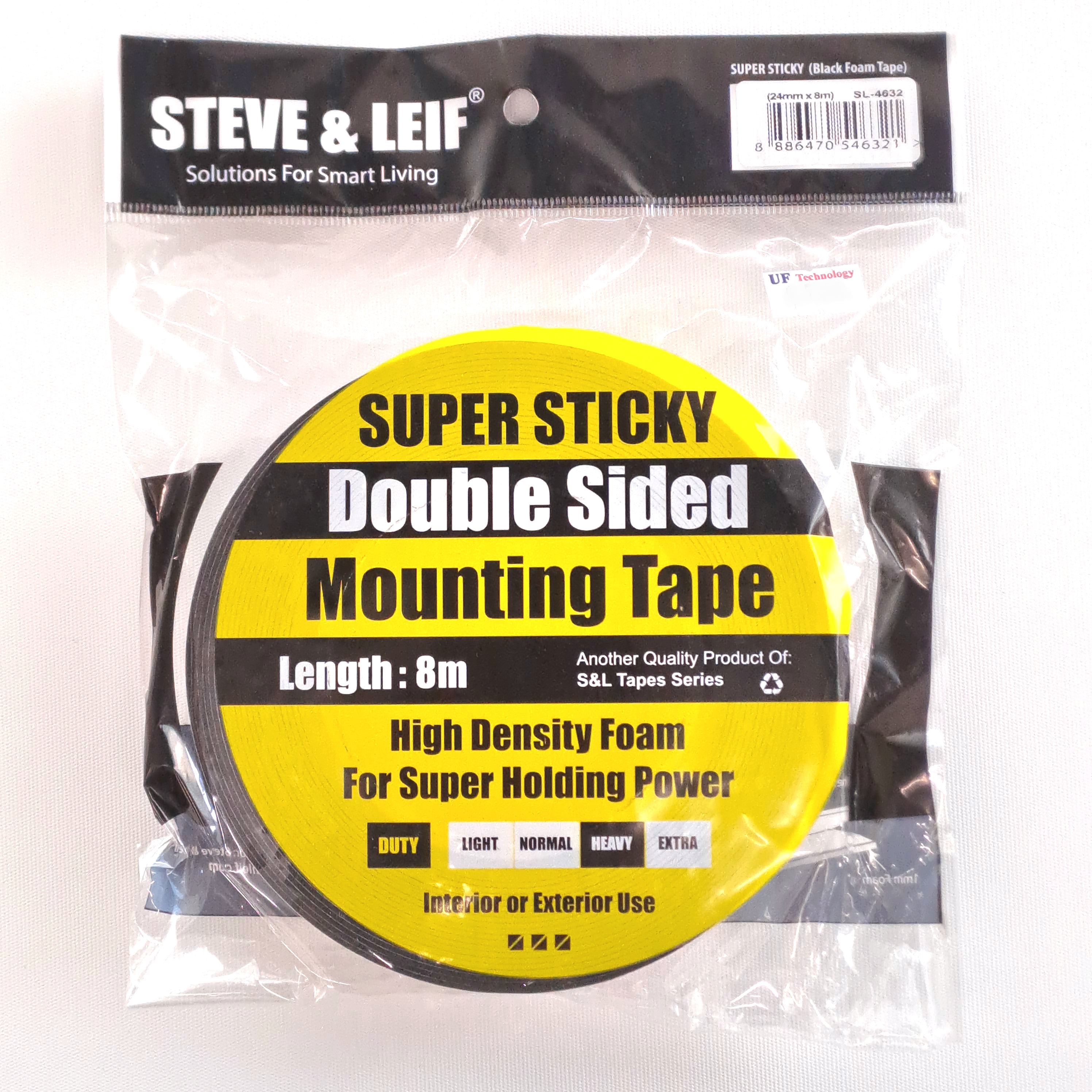 S&L Black Super Sticky 24mm x 8m Double Sided Foam Tape