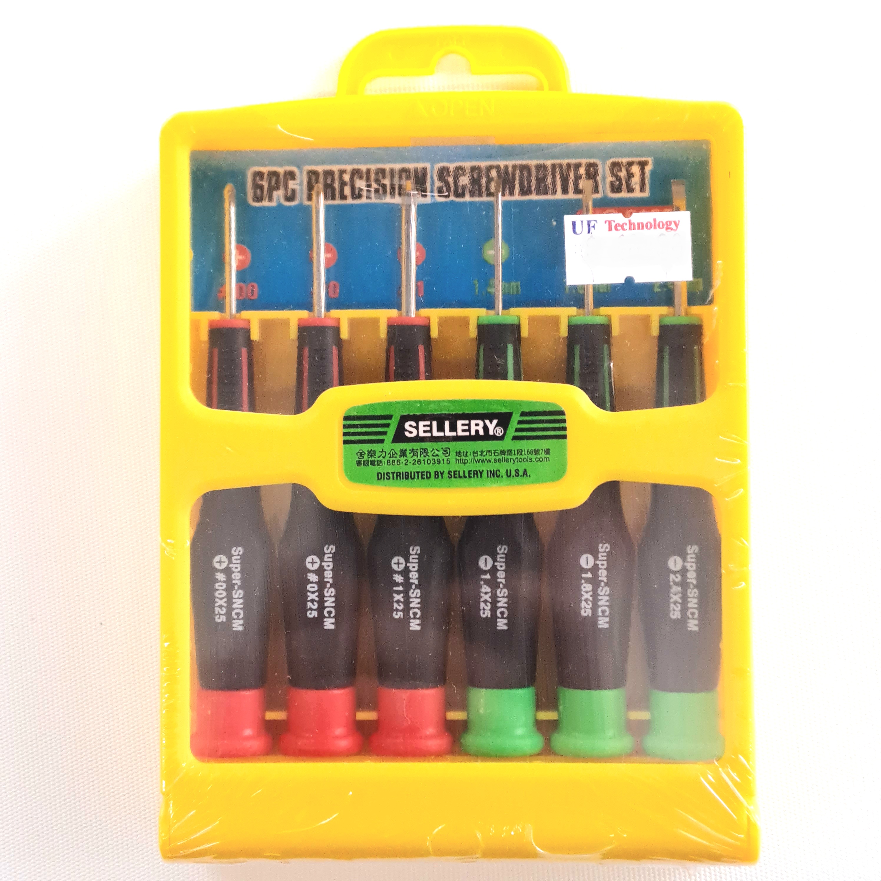 Sellery 11-197 6pcs Precision Screwdriver Set Size:-1.4, 1.8, 2.4mm (+)#00, #0, #1