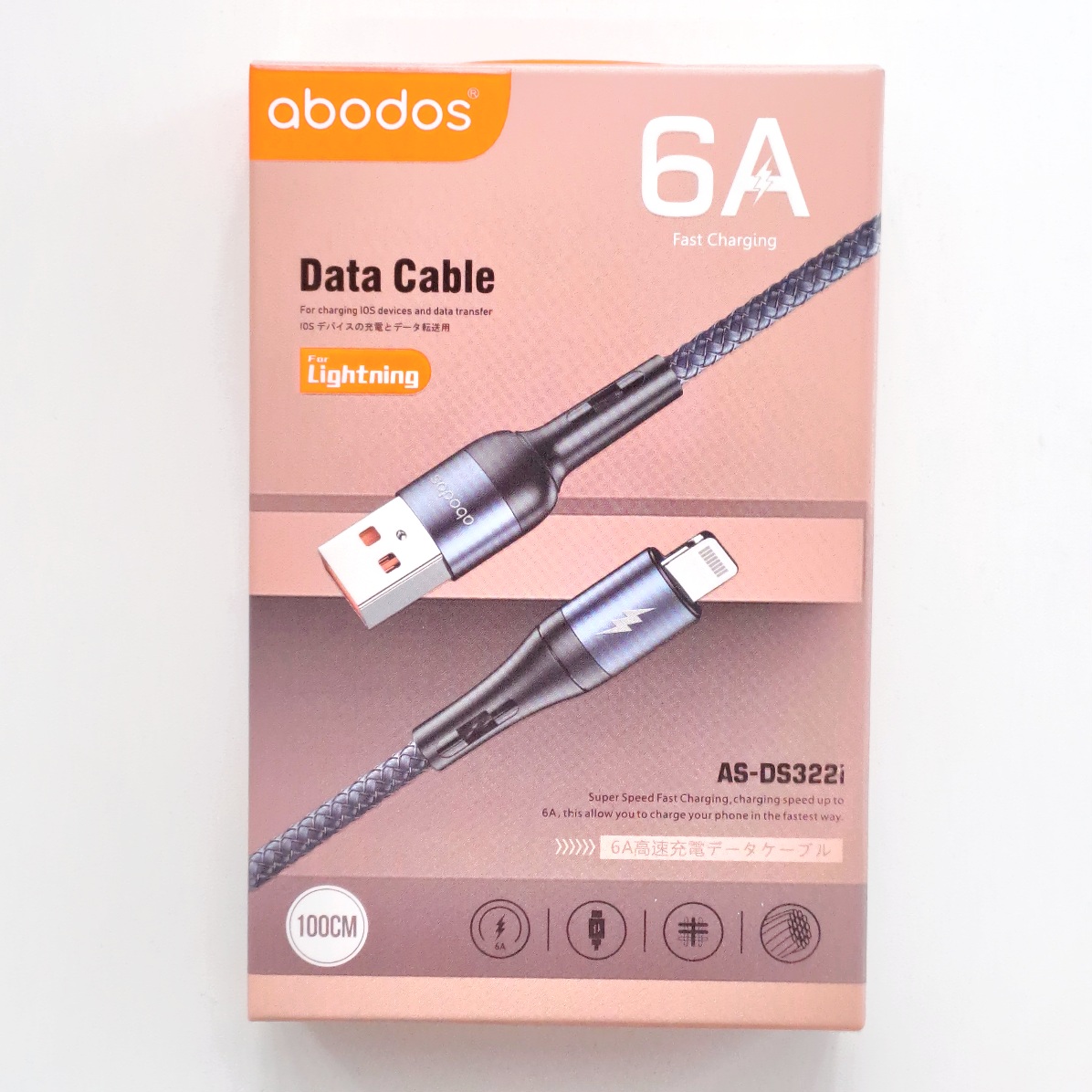 AS-DS322i abodos 6A USB to Lightning Data Cable 1m Black