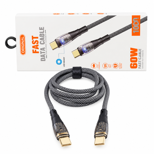 Type C Male to Male Data & Charging Cable 1m Transparent