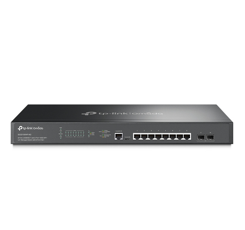 TP Link Omada 8-Port 2.5GBASE-T and 2-Port 10GE SFP+ L2+ Managed Switch with 8-Port PoE+