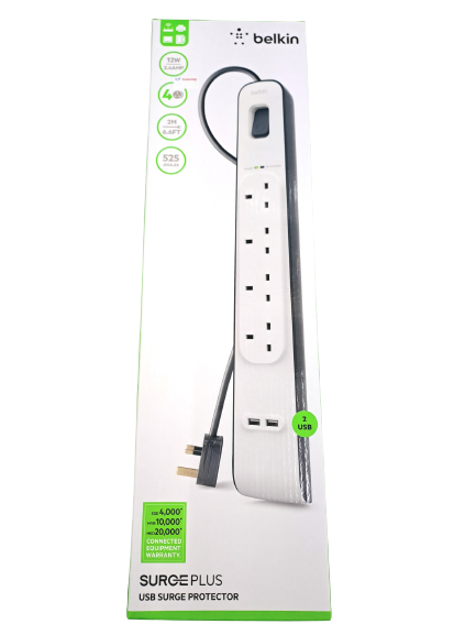 Belkin 4 Outlet Surge Protection Strip w/2USB Ports