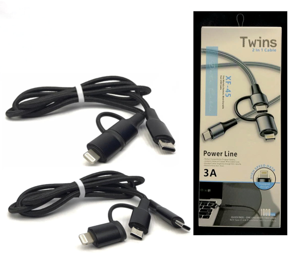 Twins iPhone/Type C to Type C Data & Charging Cable 1m