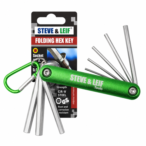 S&L 8 pcs Folding Hex Key Set(B) Green aluminium/green Hook