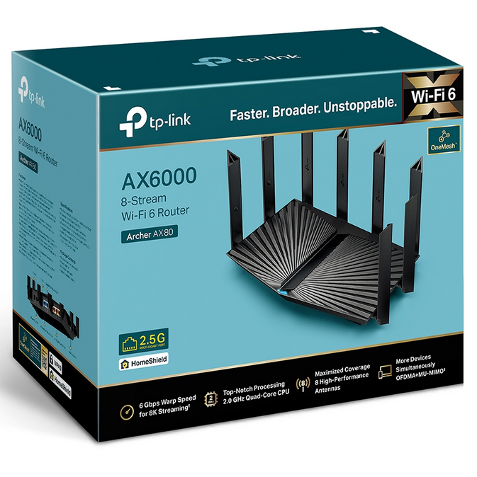 TP Link AX6000 8-Stream Wi-Fi 6 Router with 2.5G Port
