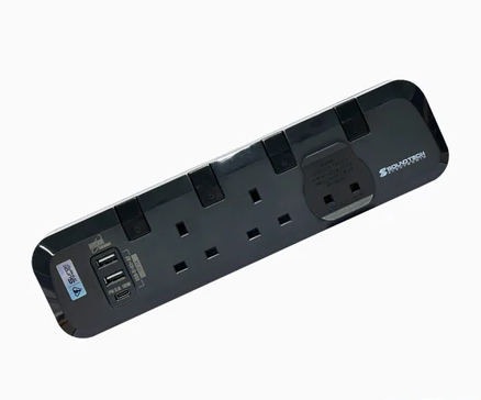 Soundtech 3 Way USB A+C Quick Charger Power Strip 3m (Black/White)