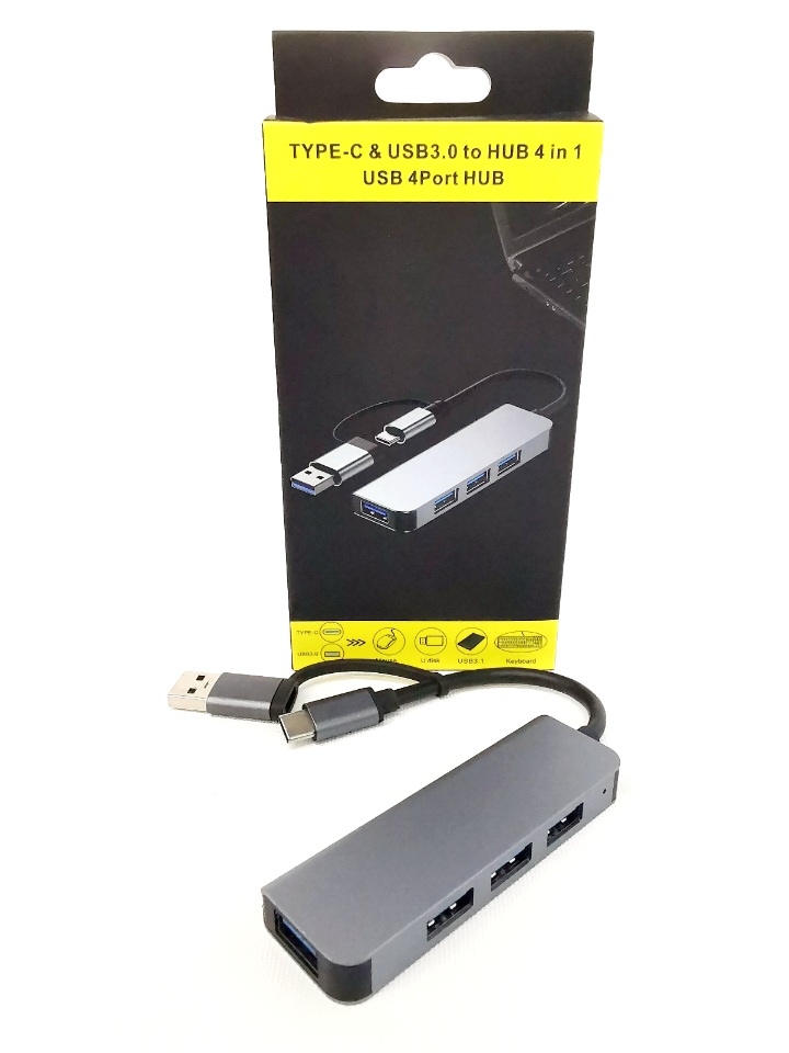 Twins Type C/USB 4-Port Hub (1xUSB 3.0 + 3xUSB 2.0)