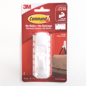 3M Command White Large Hooks 1 Hook 2 Strips