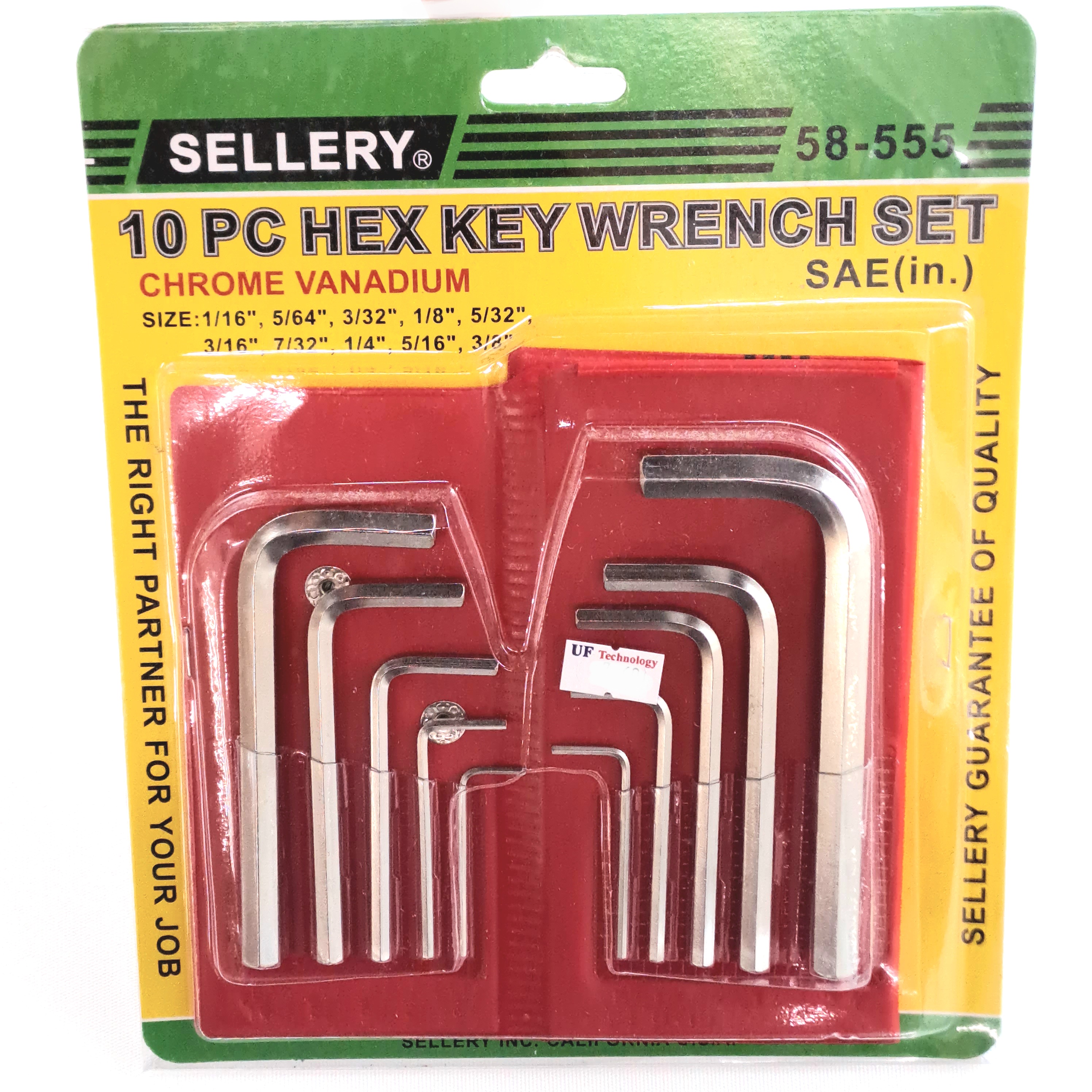 Sellery 58-555 10pc Hex Key Wrench Set 1/16-3/8