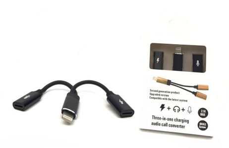 iPhone Male to 2xFemale (Charging+Audio) Adapter 10cm