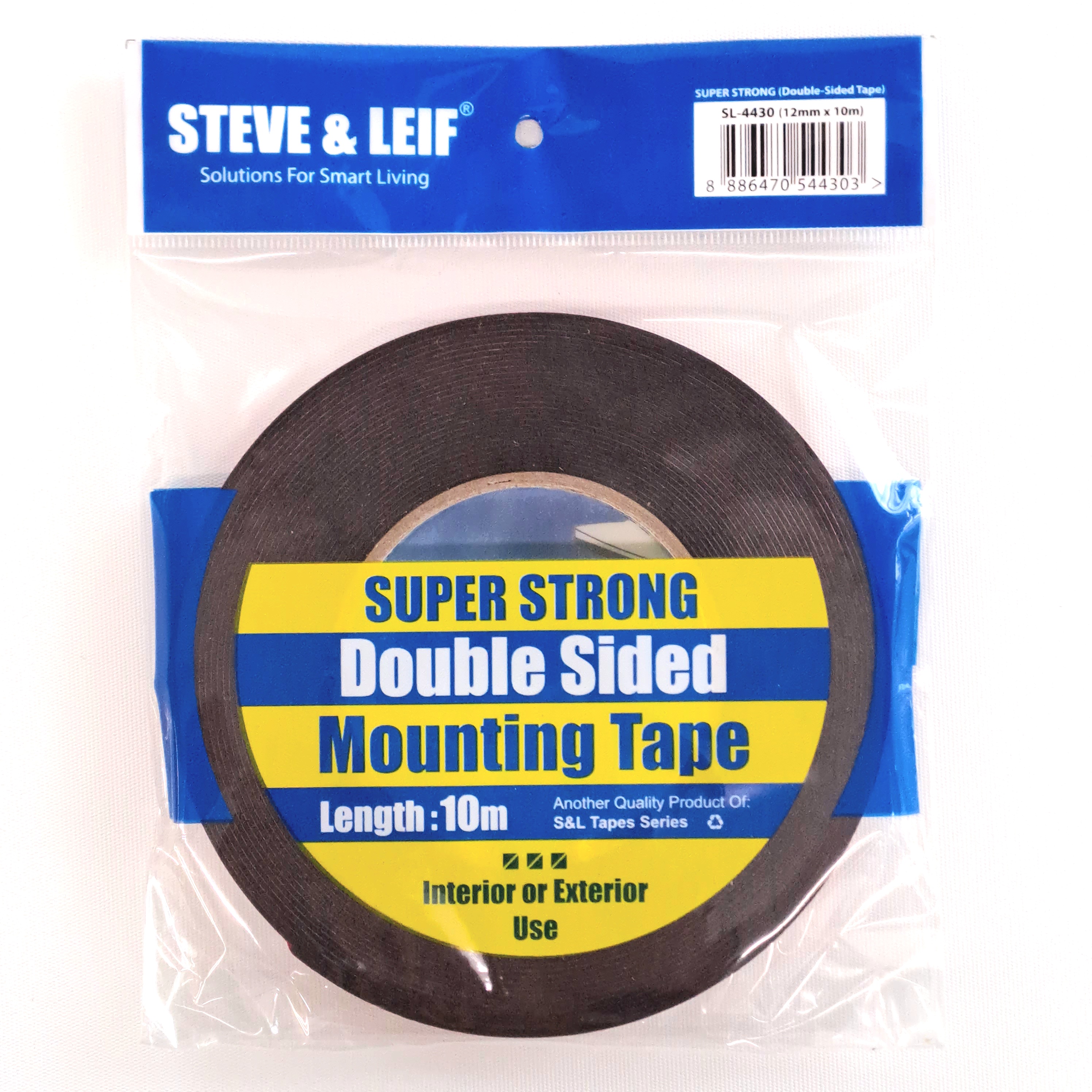 S&L Double-Sided Foam Tape 12mm x 10m, Black