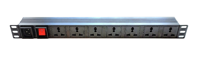 19 Inch C14 Cordless 1U 7 Way Multi-Purpose Socket Power Panel with Switch