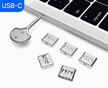 5xUSB-C Port Blocker + 1xKey (Silver)