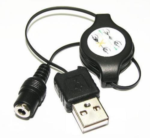 USB AM to DC Jack Retractable Cable 