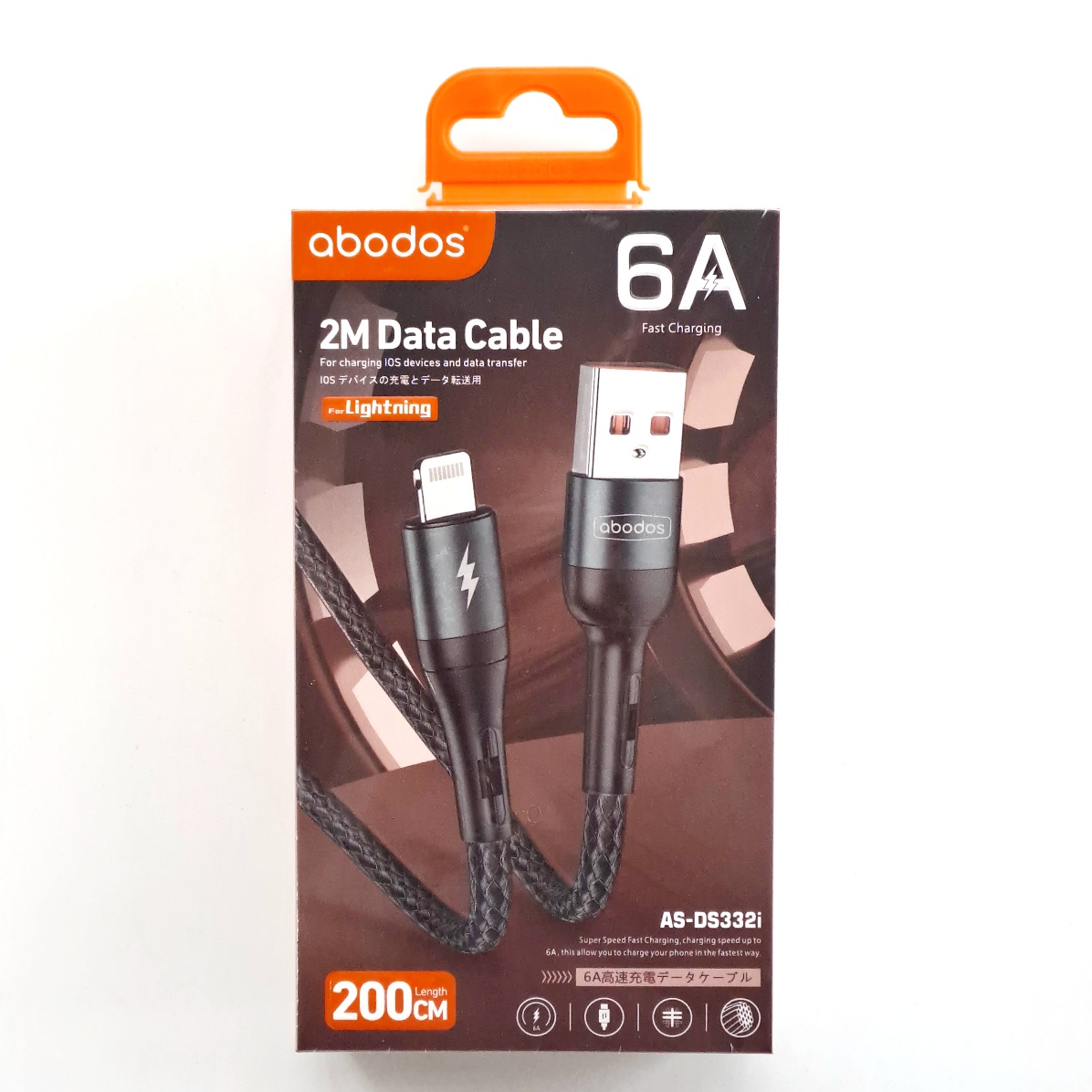 AS-DS332i abodos 6A USB to Lightning Data Cable 2m Black