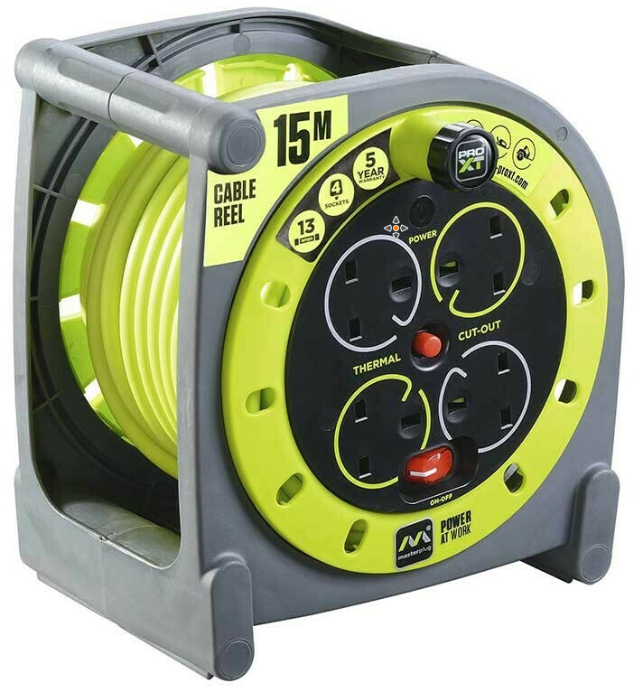 Masterplug Case Cable Reel 13A, 4 socket, 15M