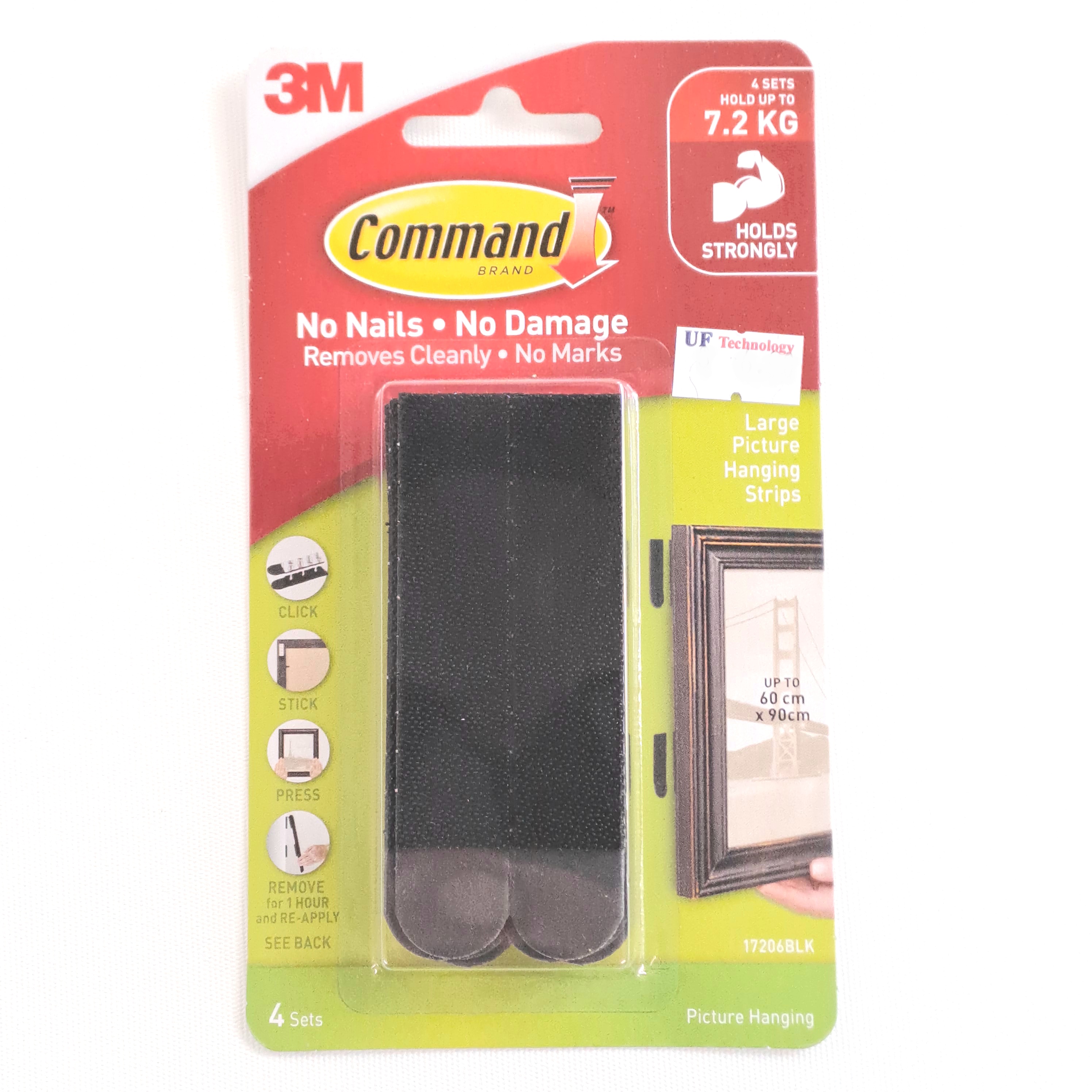 3M Command Black Large Picture Hanging Strips 4 Sets