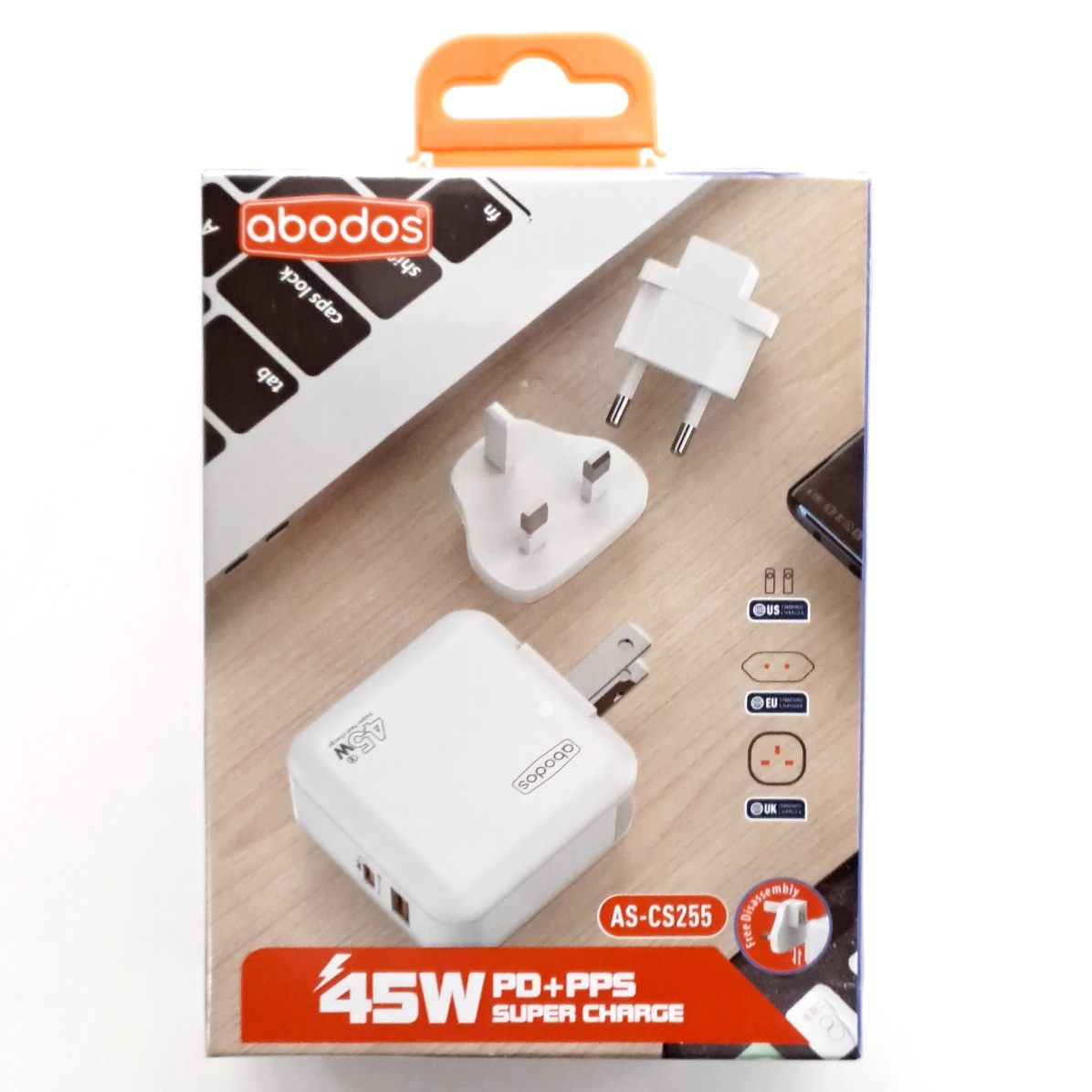 AS-CS255 abodos 45W PD+PPS (USB-AM + USB-CM) Fast Charger
