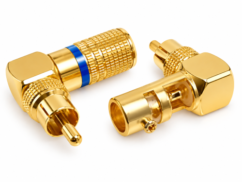 RCA Plug Right Angle Screw type Gold Short