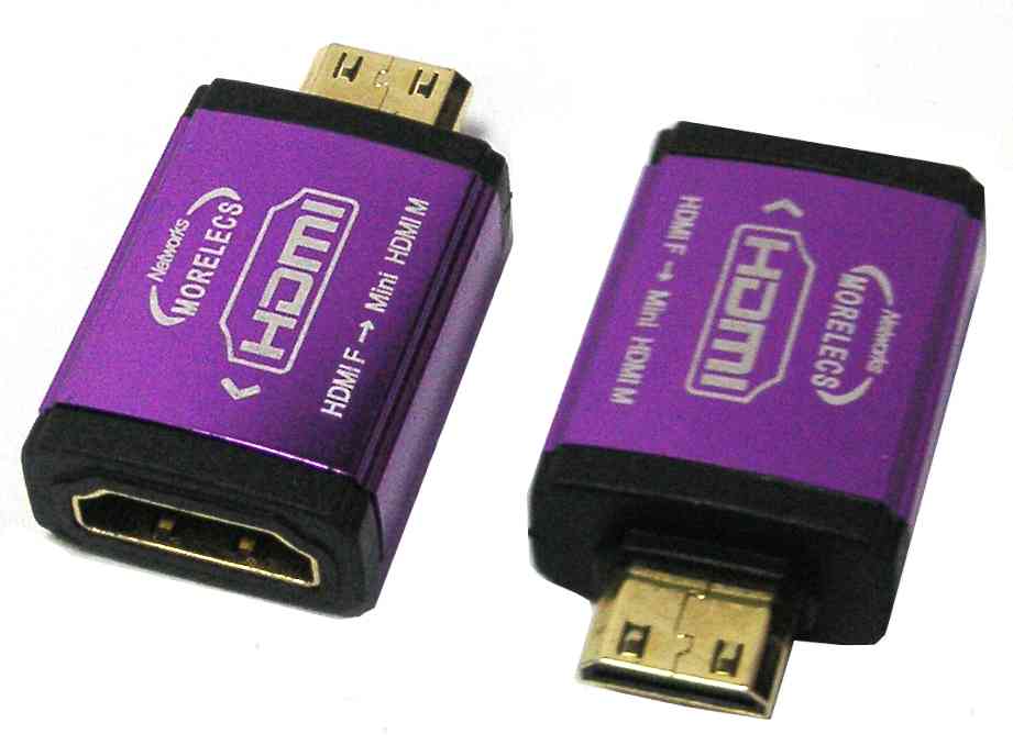 HDMI type C Plug to A Jack (Mini HDMI Male to HDMI Female) Adaptor Metal Housing