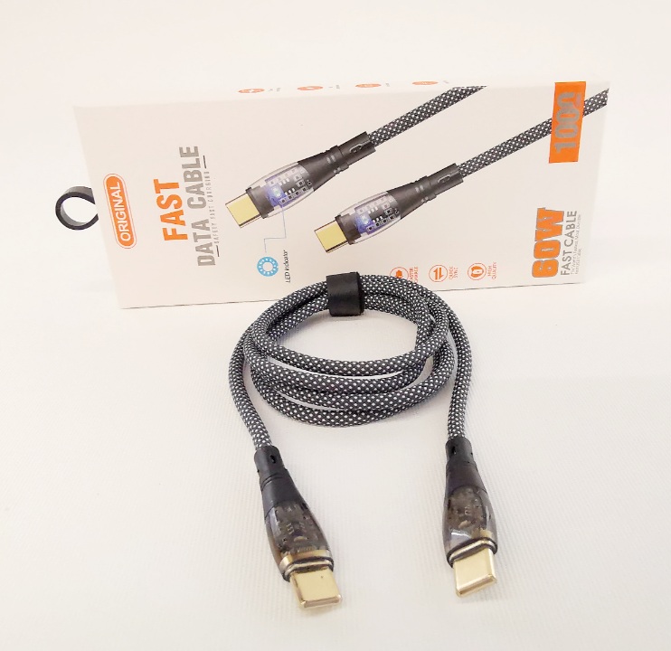 Type C Male to Male Data & Charging Cable 1m Transparent