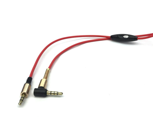 3.5mm 4-Pole Right Angle Plug with Mic to 3.5mm 3-Pole Cable 1.1m