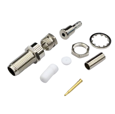 SMA Jack Crimp Bulkhead Reverse Polarity RG174 Silver 